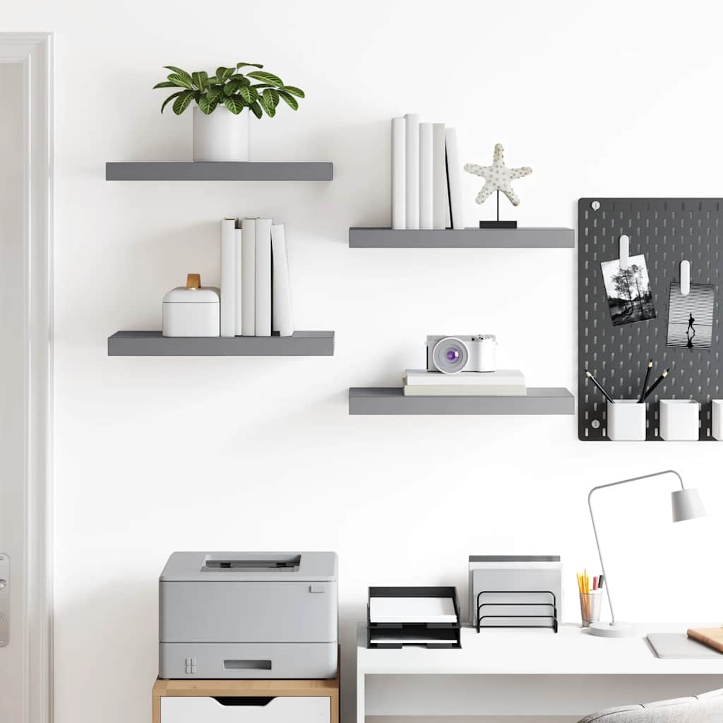 Floating Wall Shelves 4 pcs Grey 50x23x3.8 cm MDF