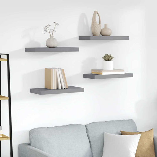 Floating Wall Shelves 4 pcs Grey 50x23.5x3.8 cm MDF