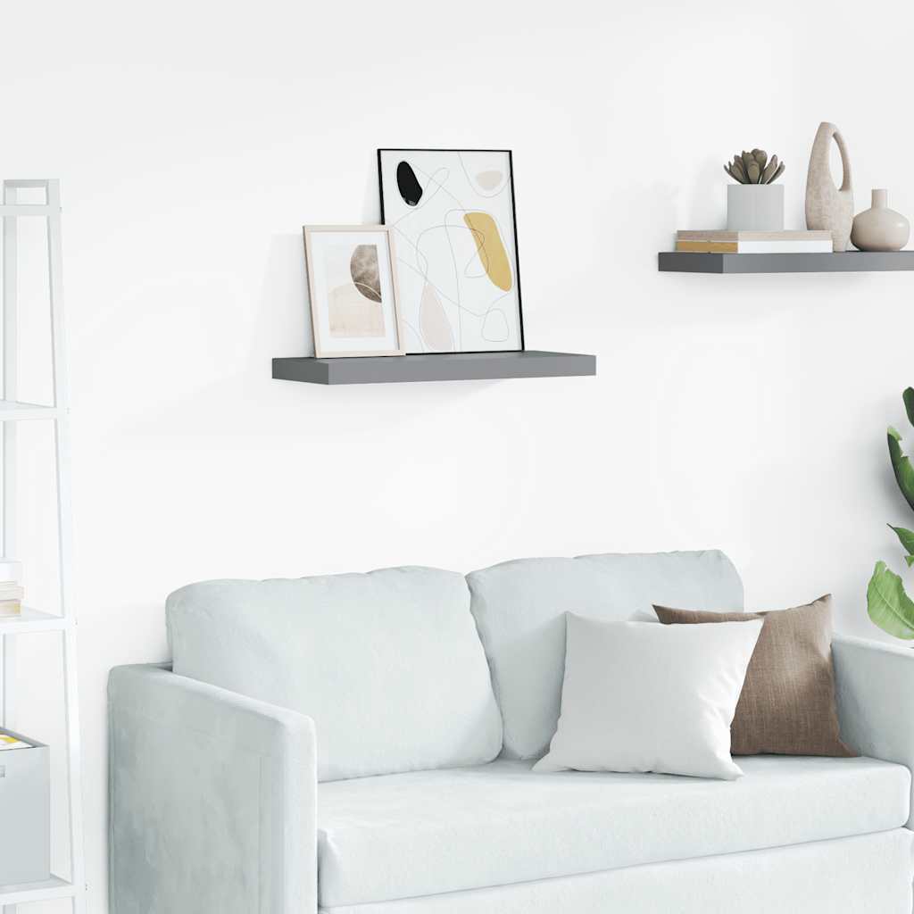 Floating Wall Shelf Grey 60x23.5x3.8 cm MDF