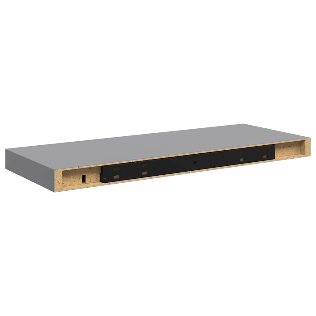 Floating Wall Shelves 2 pcs Grey 60x23.5x3.8 cm MDF