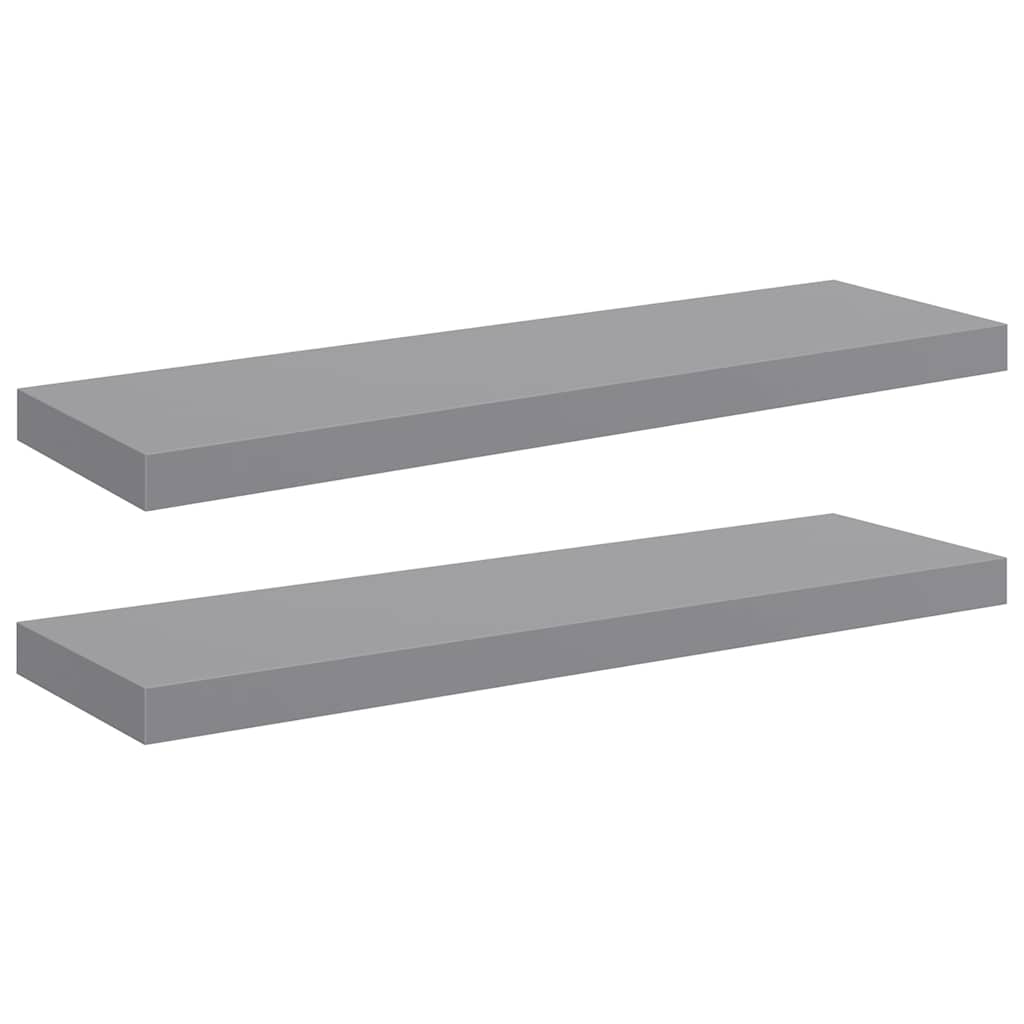 Floating Wall Shelves 2 pcs Grey 80x23.5x3.8 cm MDF