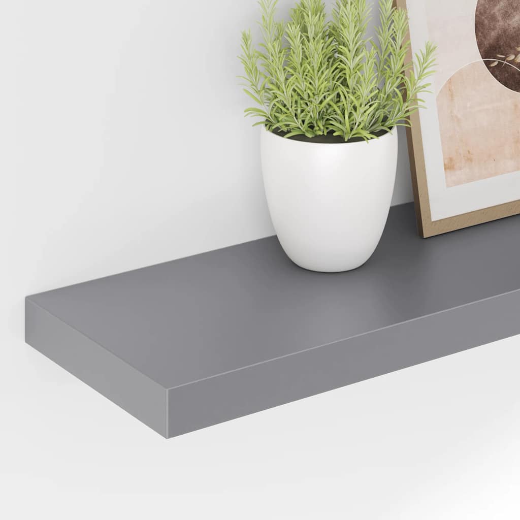 Floating Wall Shelves 2 pcs Grey 80x23.5x3.8 cm MDF