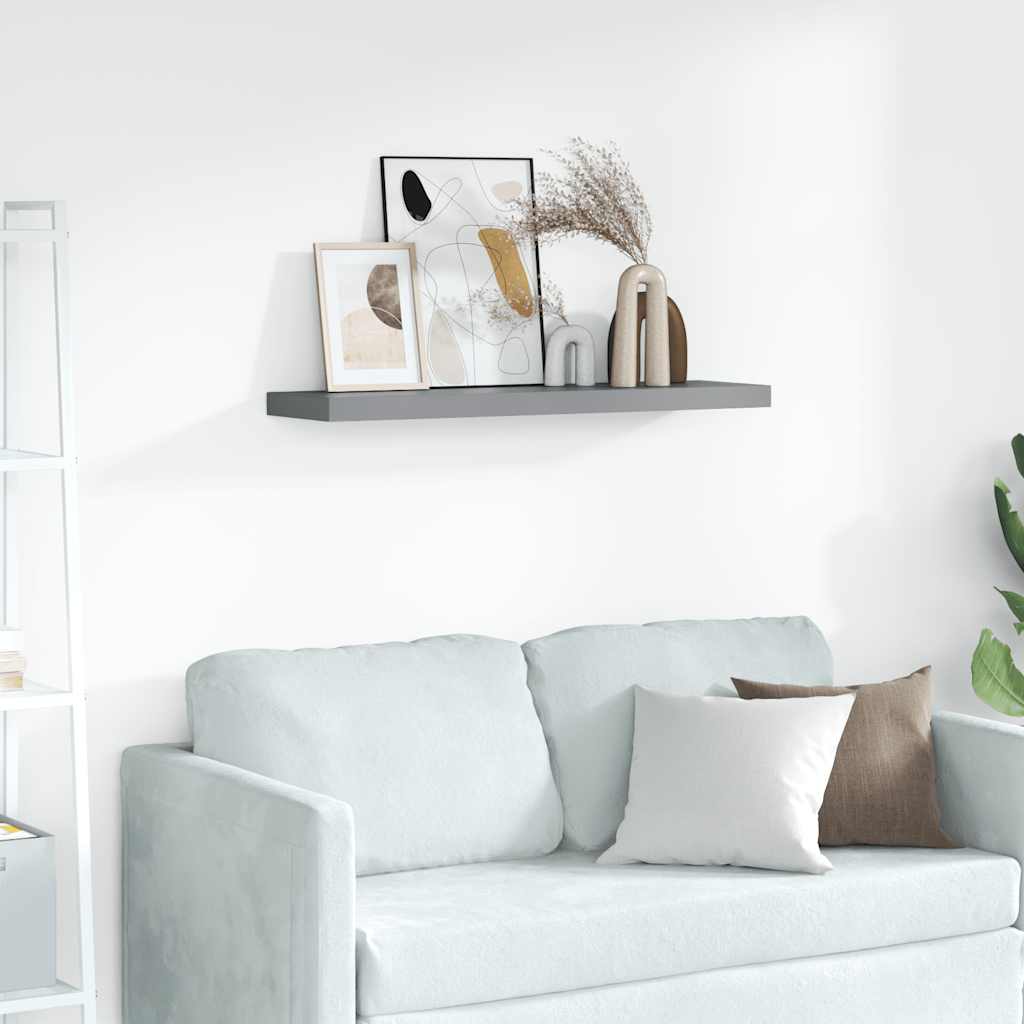 Floating Wall Shelf Grey 90x23.5x3.8 cm MDF