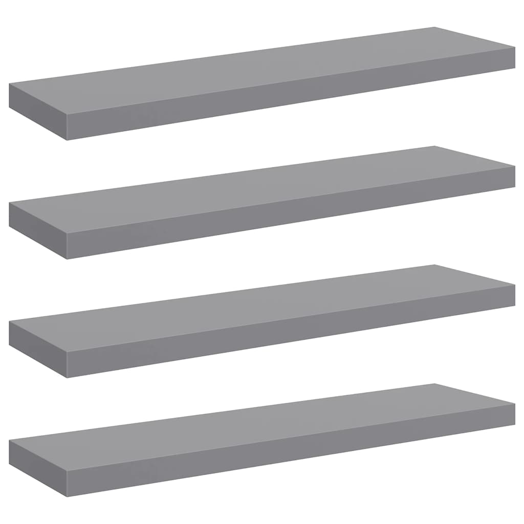 Floating Wall Shelves 4 pcs Grey 90x23.5x3.8 cm MDF