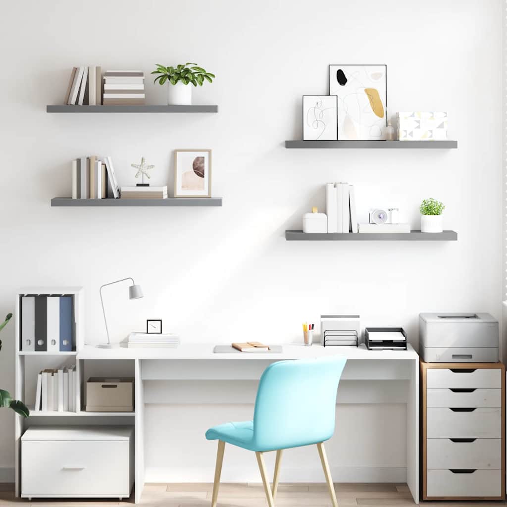 Floating Wall Shelves 4 pcs Grey 90x23.5x3.8 cm MDF