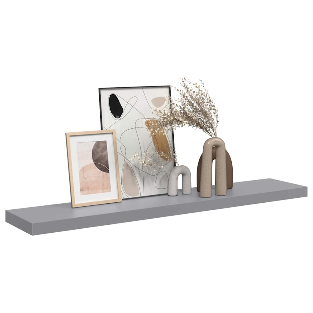 Floating Wall Shelf Grey 120x23.5x3.8 cm MDF