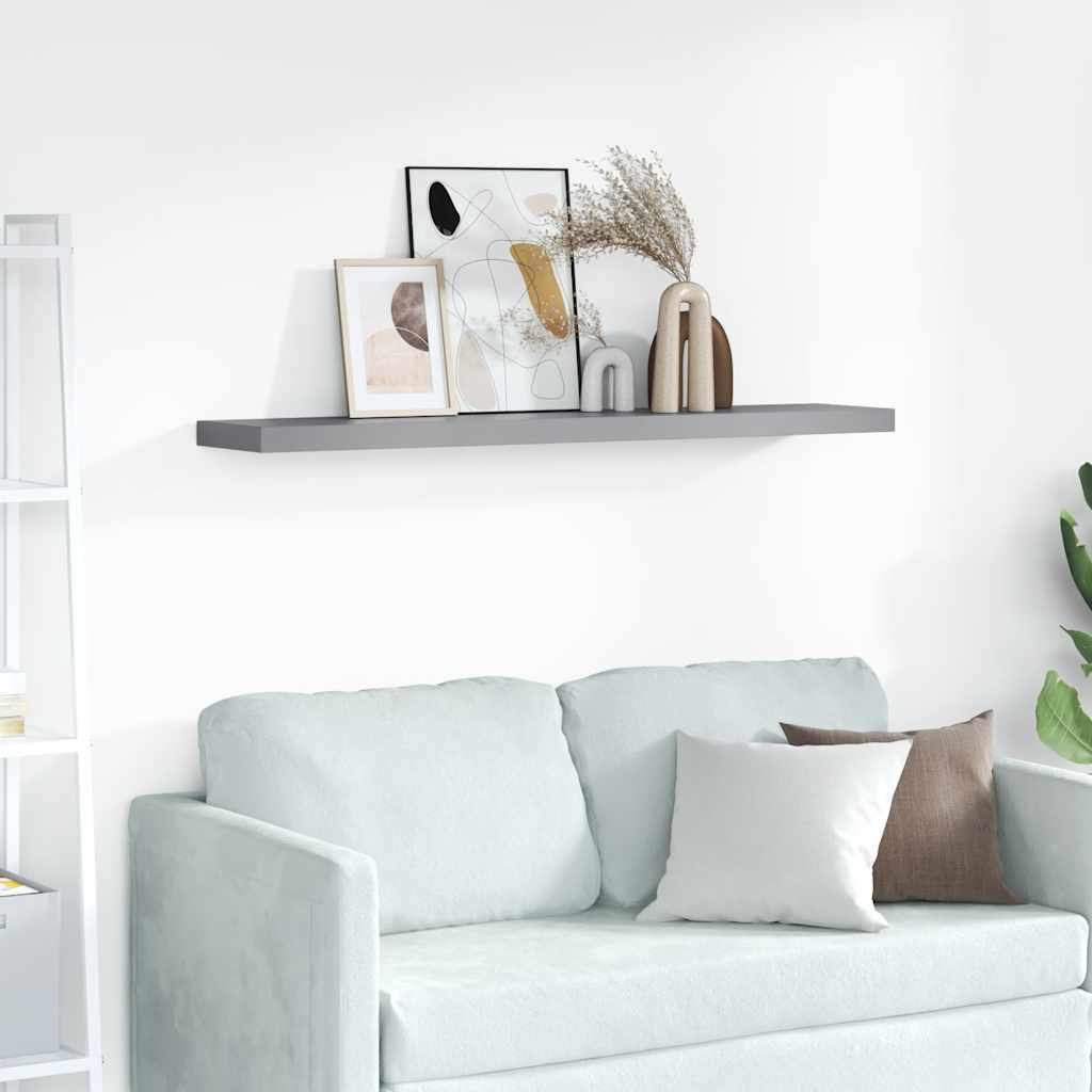 Floating Wall Shelf Grey 120x23.5x3.8 cm MDF