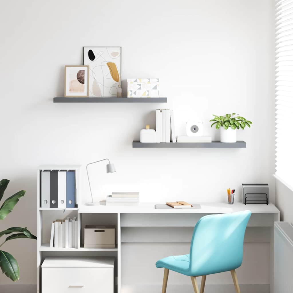 Floating Wall Shelves 2 pcs Grey 120x23.5x3.8 cm MDF