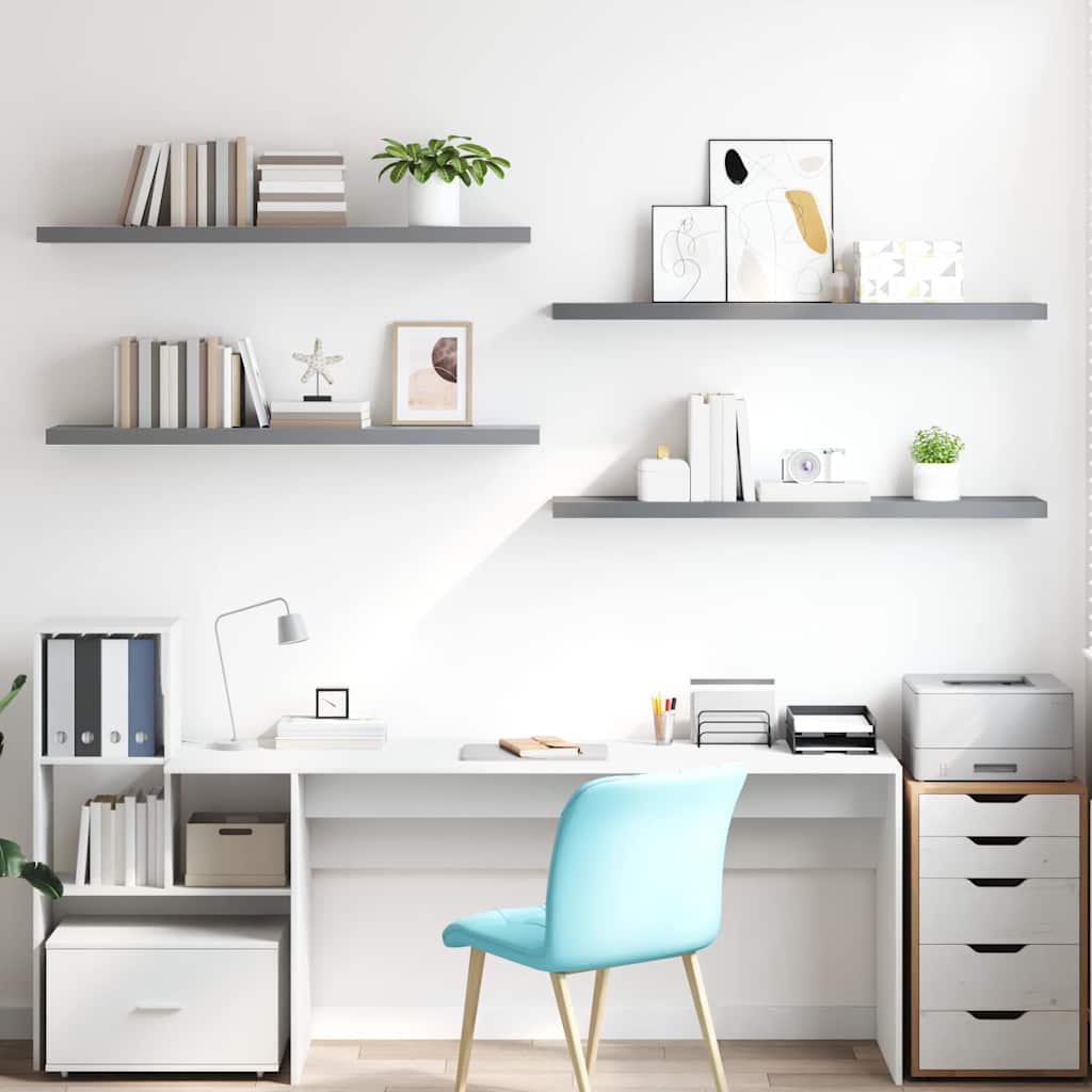 Floating Wall Shelves 4 pcs Grey 120x23.5x3.8 cm MDF
