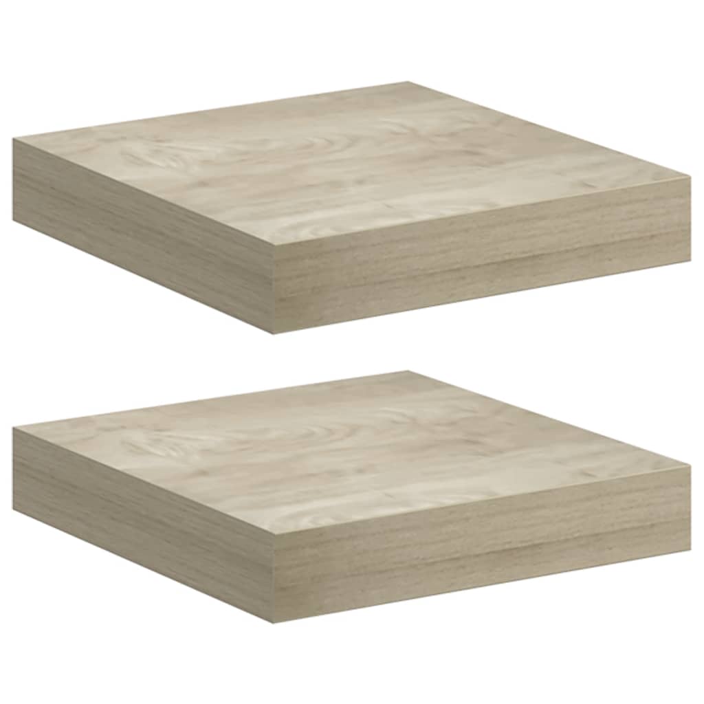 Floating Wall Shelves 2 pcs Oak 23x23.5x3.8 cm MDF
