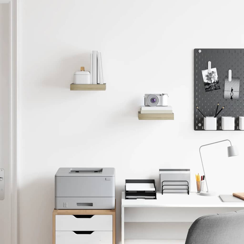 Floating Wall Shelves 2 pcs Oak 23x23.5x3.8 cm MDF
