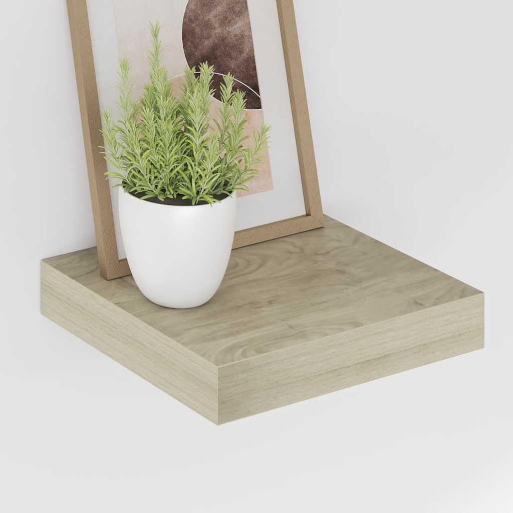 Floating Wall Shelves 2 pcs Oak 23x23.5x3.8 cm MDF