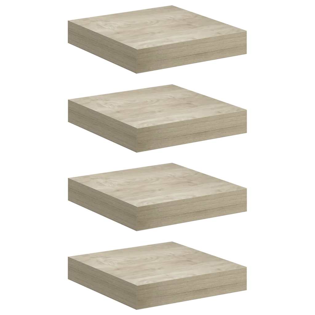 Floating Wall Shelves 4 pcs Oak 23x23.5x3.8 cm MDF