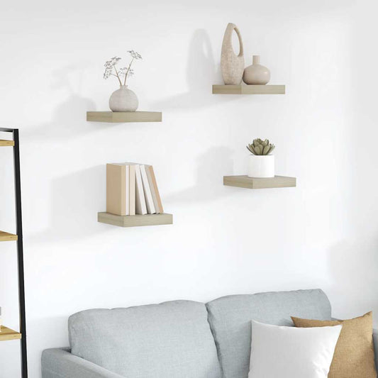 Floating Wall Shelves 4 pcs Oak 23x23.5x3.8 cm MDF