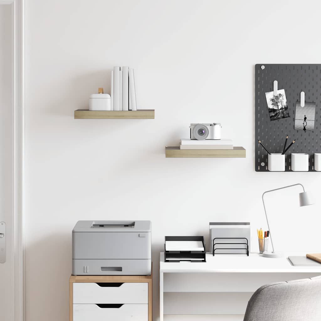 Floating Wall Shelves 2 pcs Oak 40x23x3.8 cm MDF