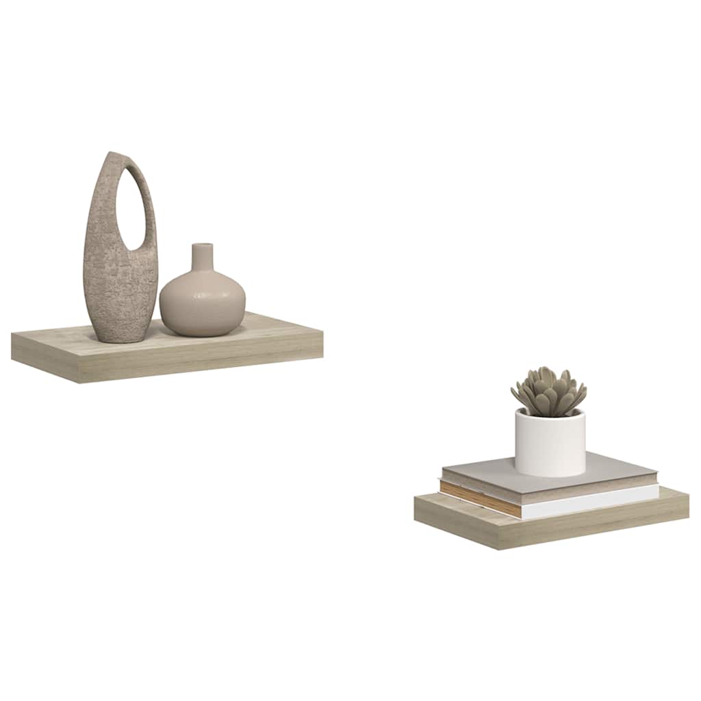 Floating Wall Shelves 2 pcs Oak 40x23x3.8 cm MDF