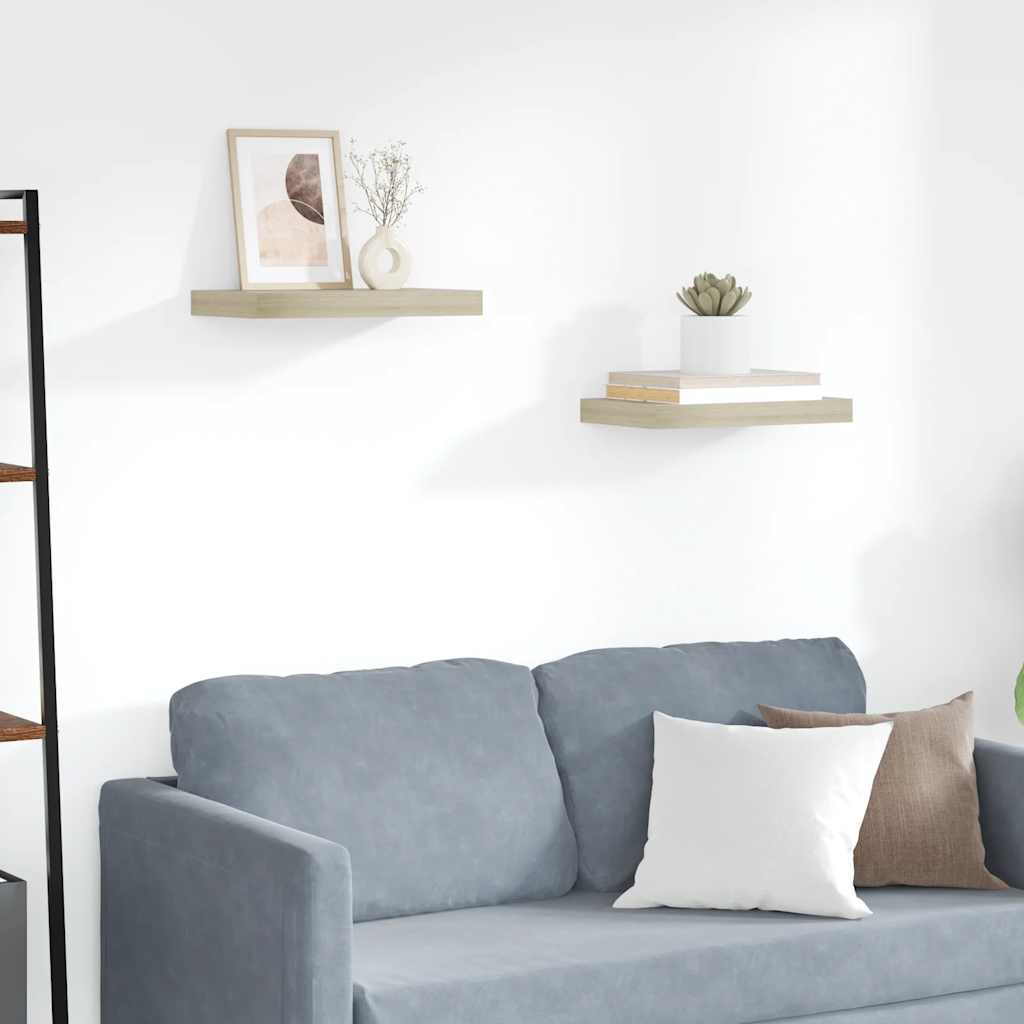 Floating Wall Shelves 2 pcs Oak 40x23x3.8 cm MDF