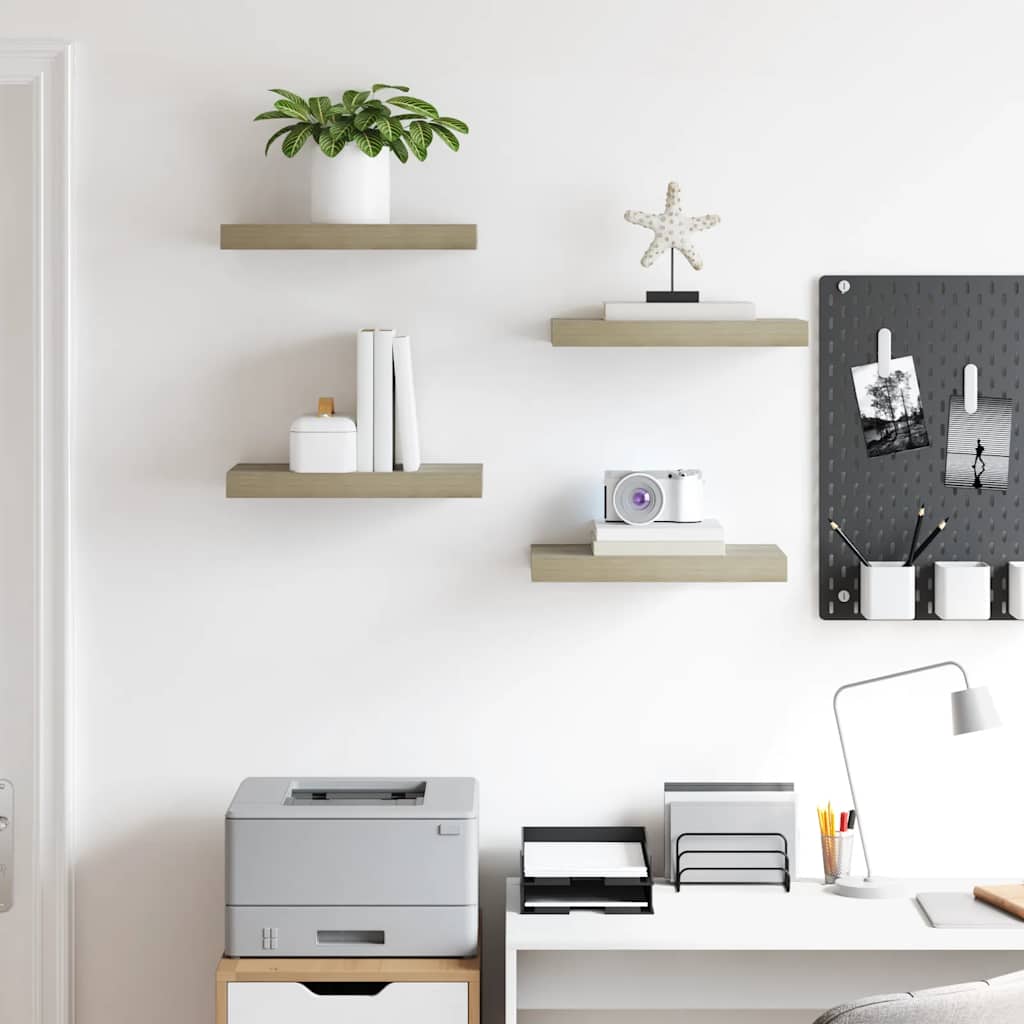Floating Wall Shelves 4 pcs Oak 40x23x3.8 cm MDF