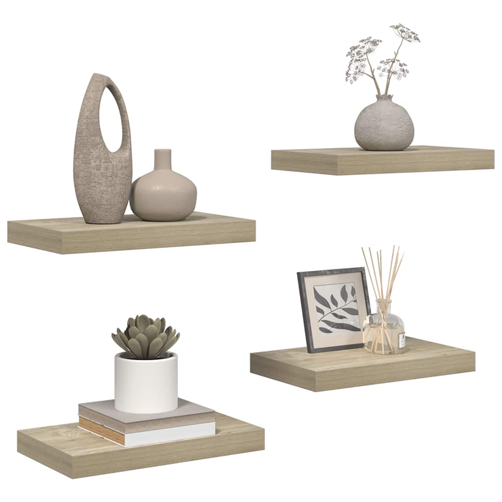 Floating Wall Shelves 4 pcs Oak 40x23x3.8 cm MDF