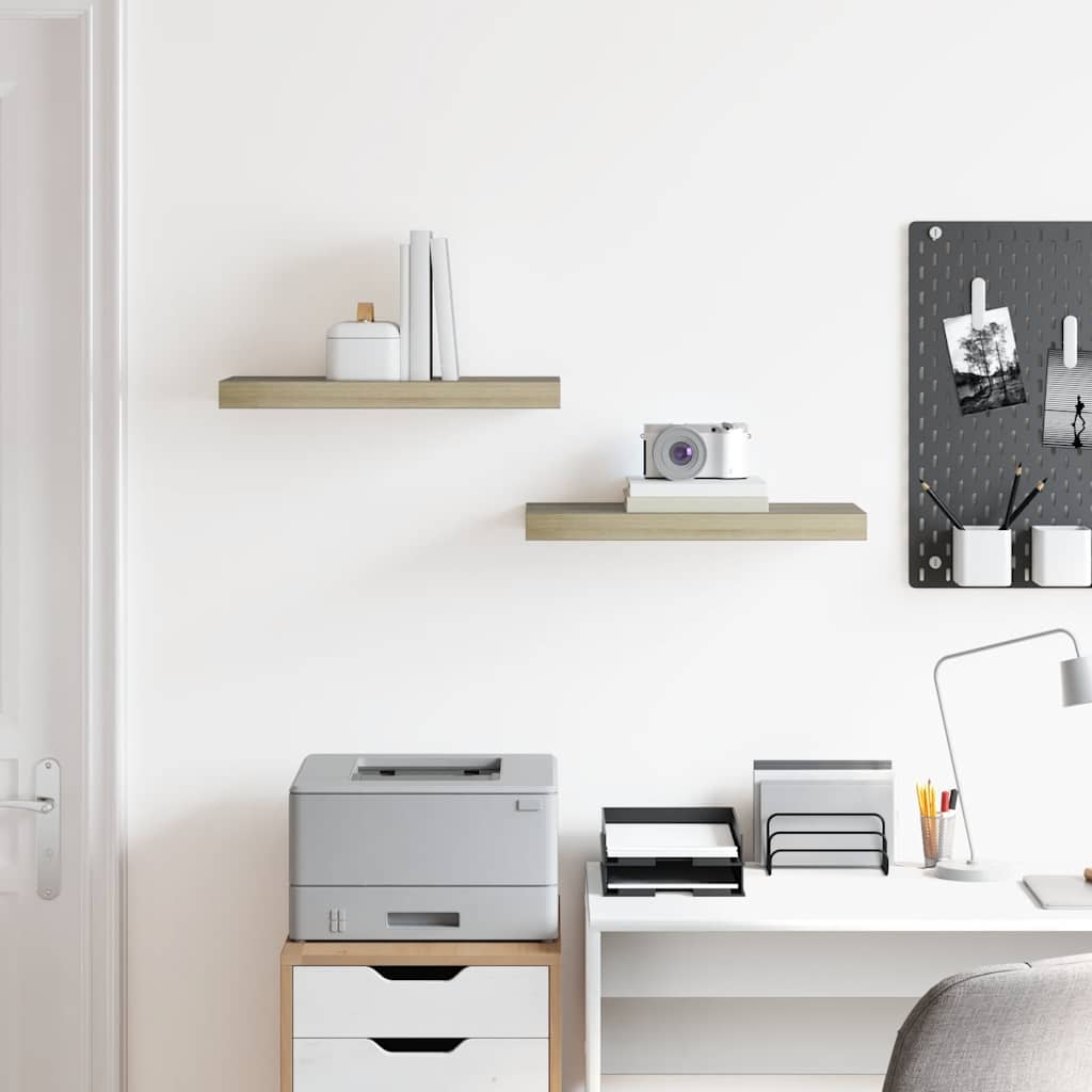 Floating Wall Shelves 2 pcs Oak 50x23x3.8 cm MDF