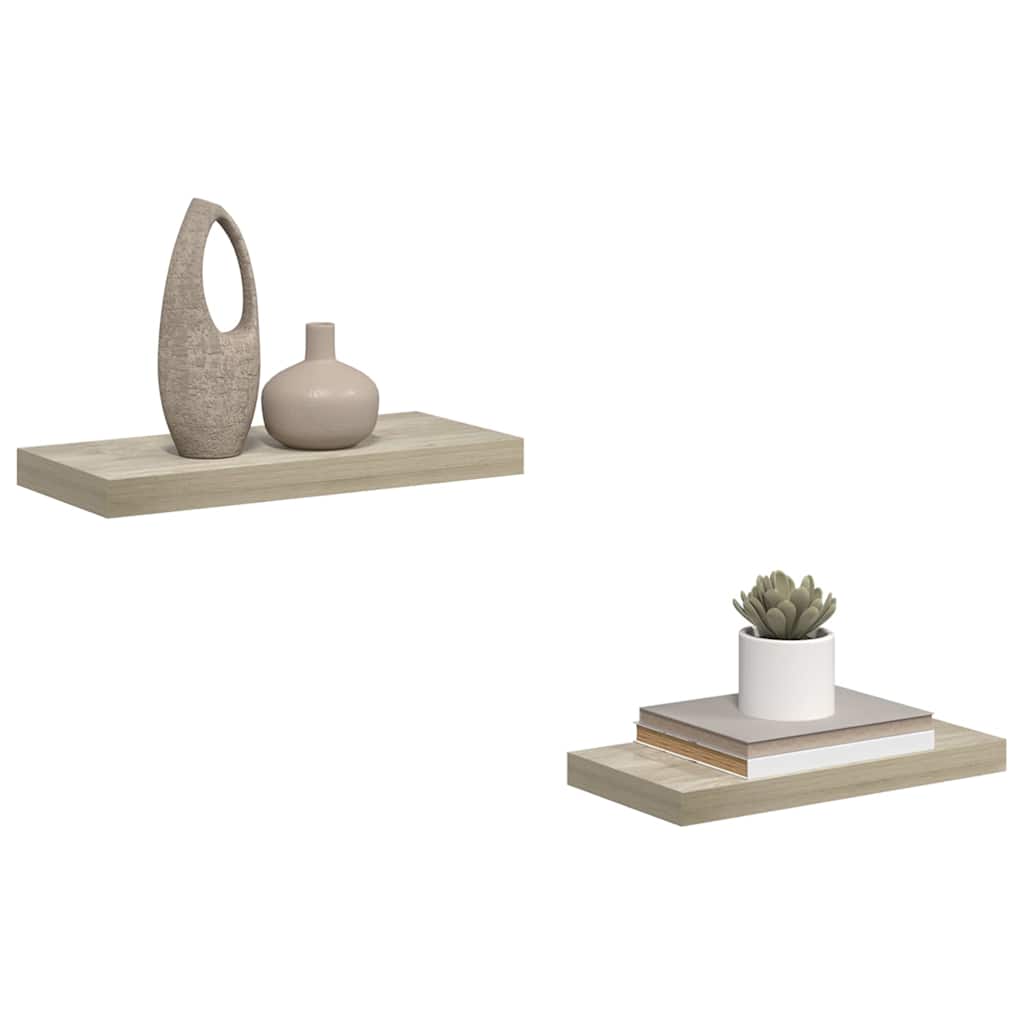 Floating Wall Shelves 2 pcs Oak 50x23x3.8 cm MDF