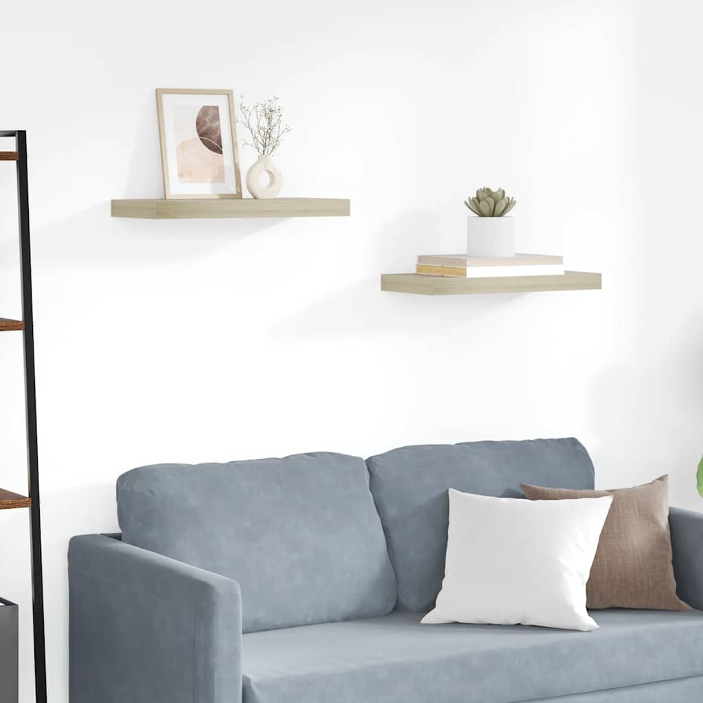Floating Wall Shelves 2 pcs Oak 50x23x3.8 cm MDF