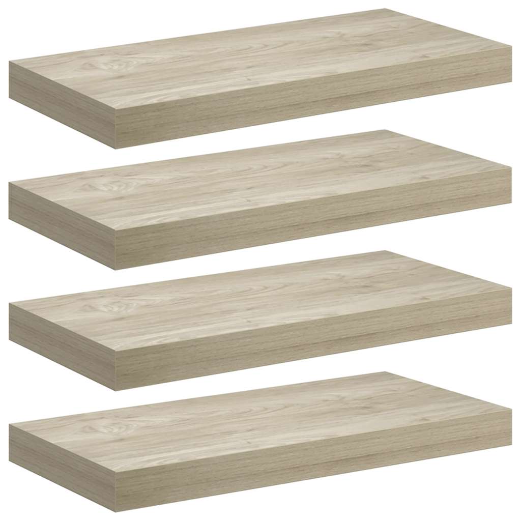 Floating Wall Shelves 4 pcs Oak 50x23x3.8 cm MDF