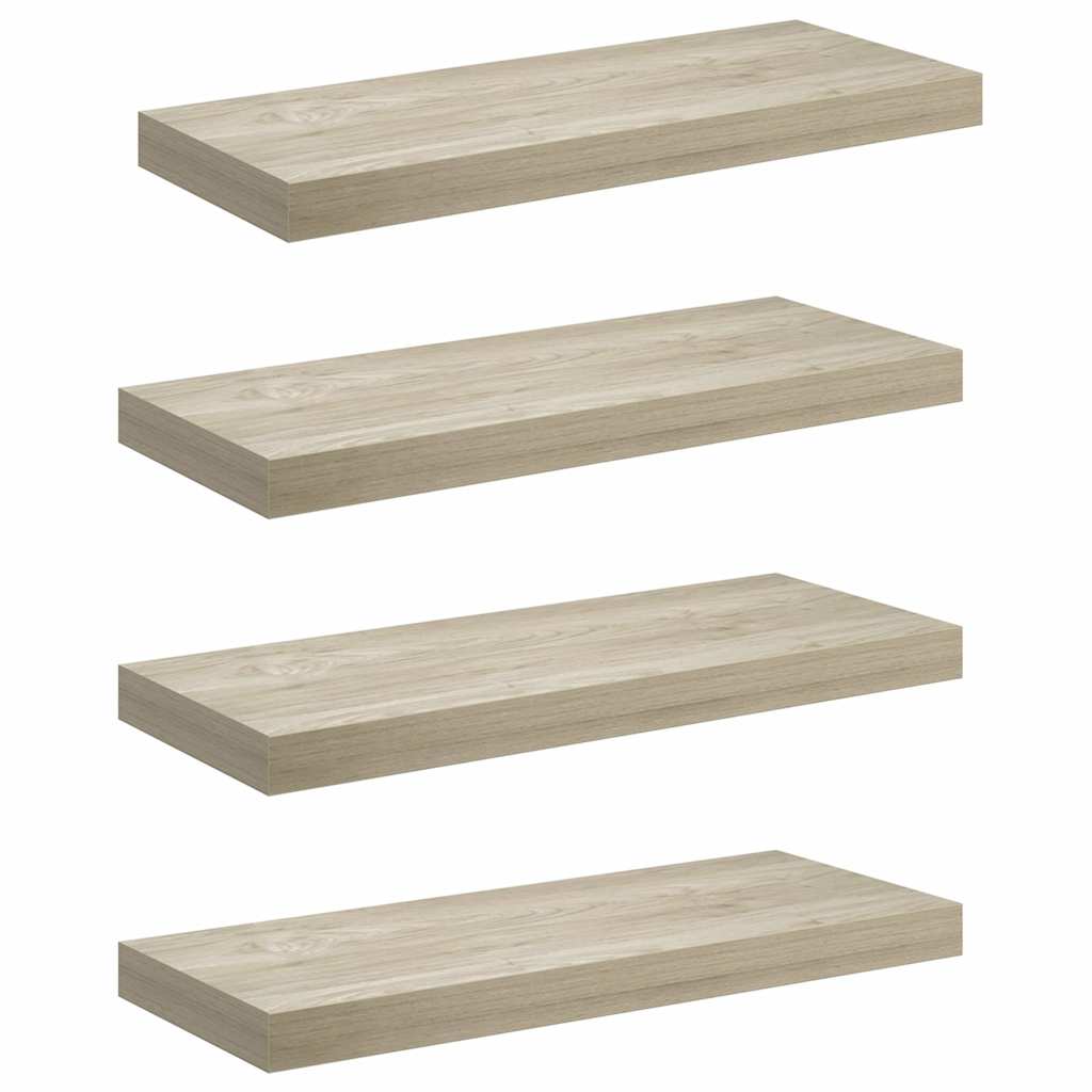 Floating Wall Shelves 4 pcs Oak 60x23.5x3.8 cm MDF