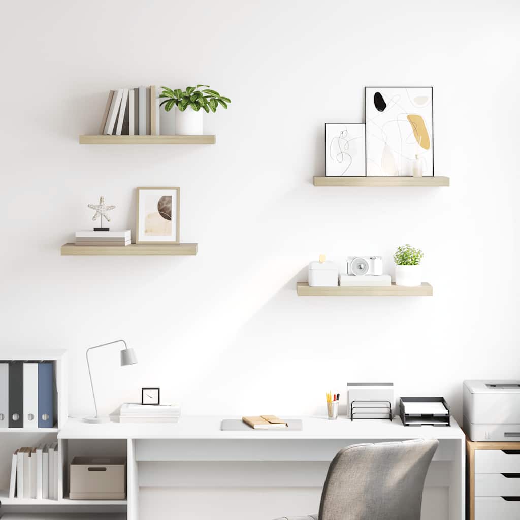 Floating Wall Shelves 4 pcs Oak 60x23.5x3.8 cm MDF