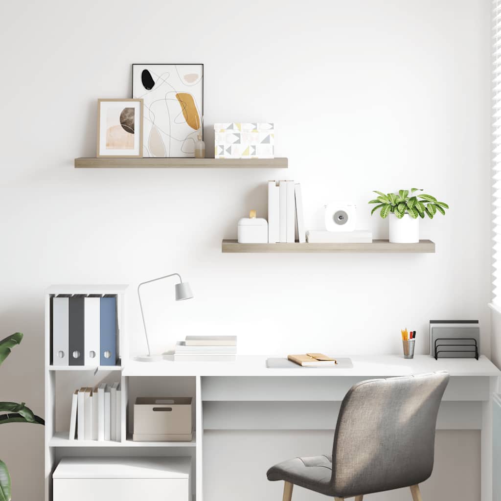 Floating Wall Shelves 2 pcs Oak 90x23.5x3.8 cm MDF