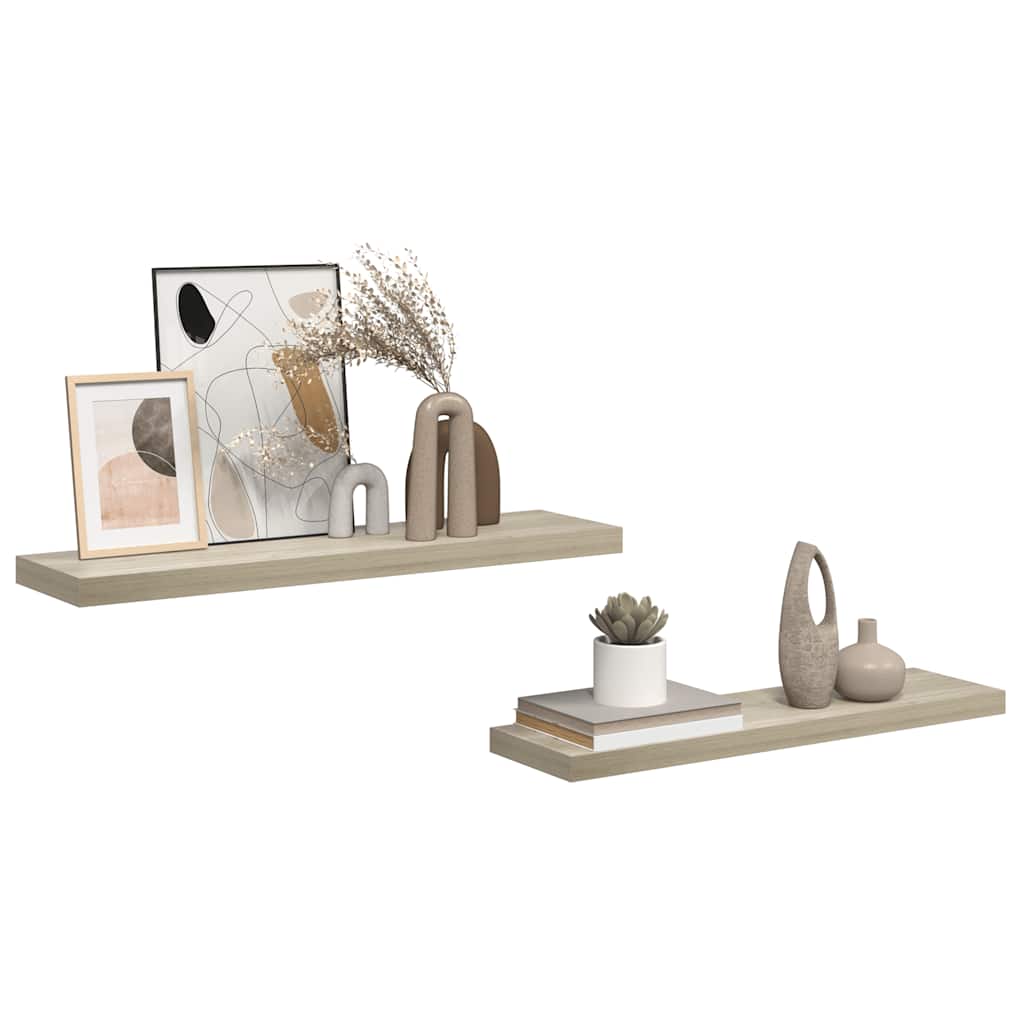 Floating Wall Shelves 2 pcs Oak 90x23.5x3.8 cm MDF
