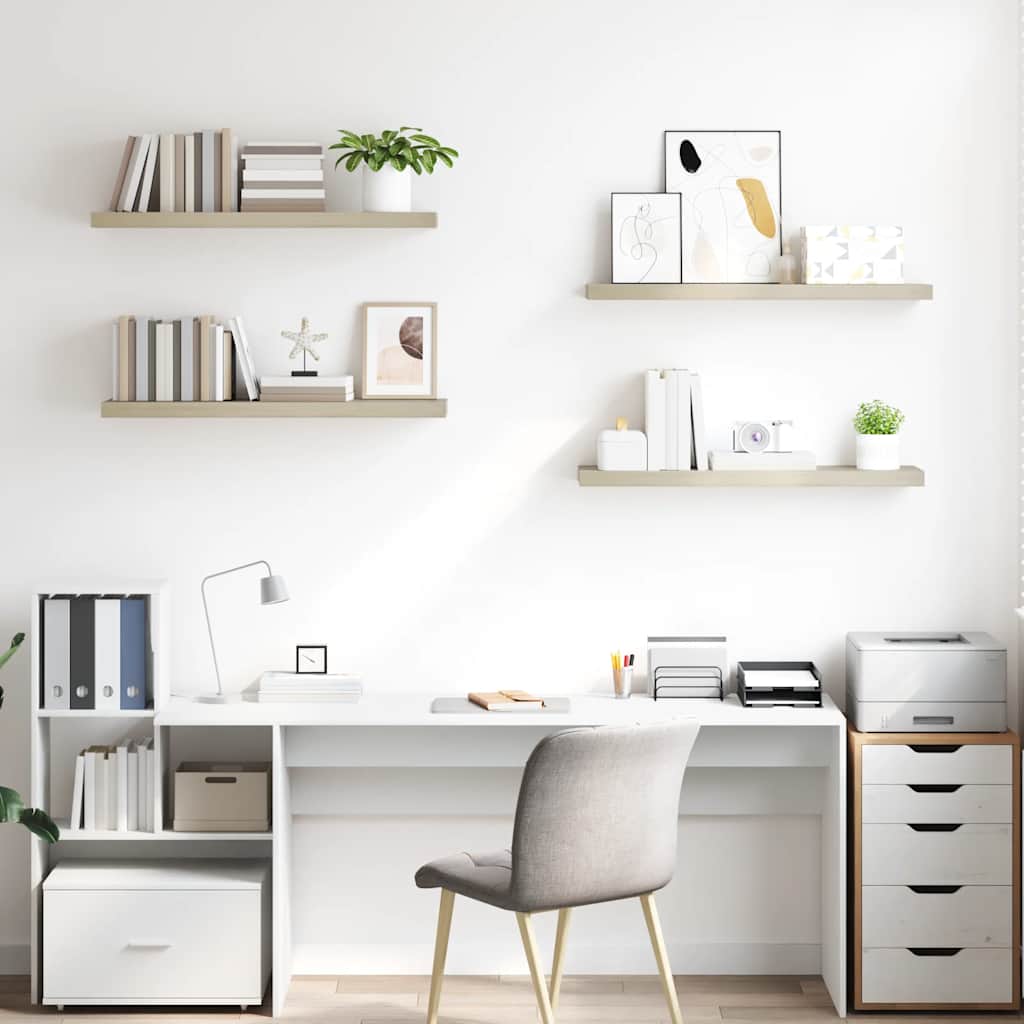 Floating Wall Shelves 4 pcs Oak 90x23.5x3.8 cm MDF