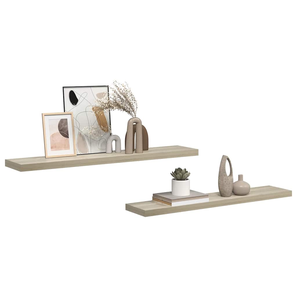 Floating Wall Shelves 2 pcs Oak 120x23.5x3.8 cm MDF