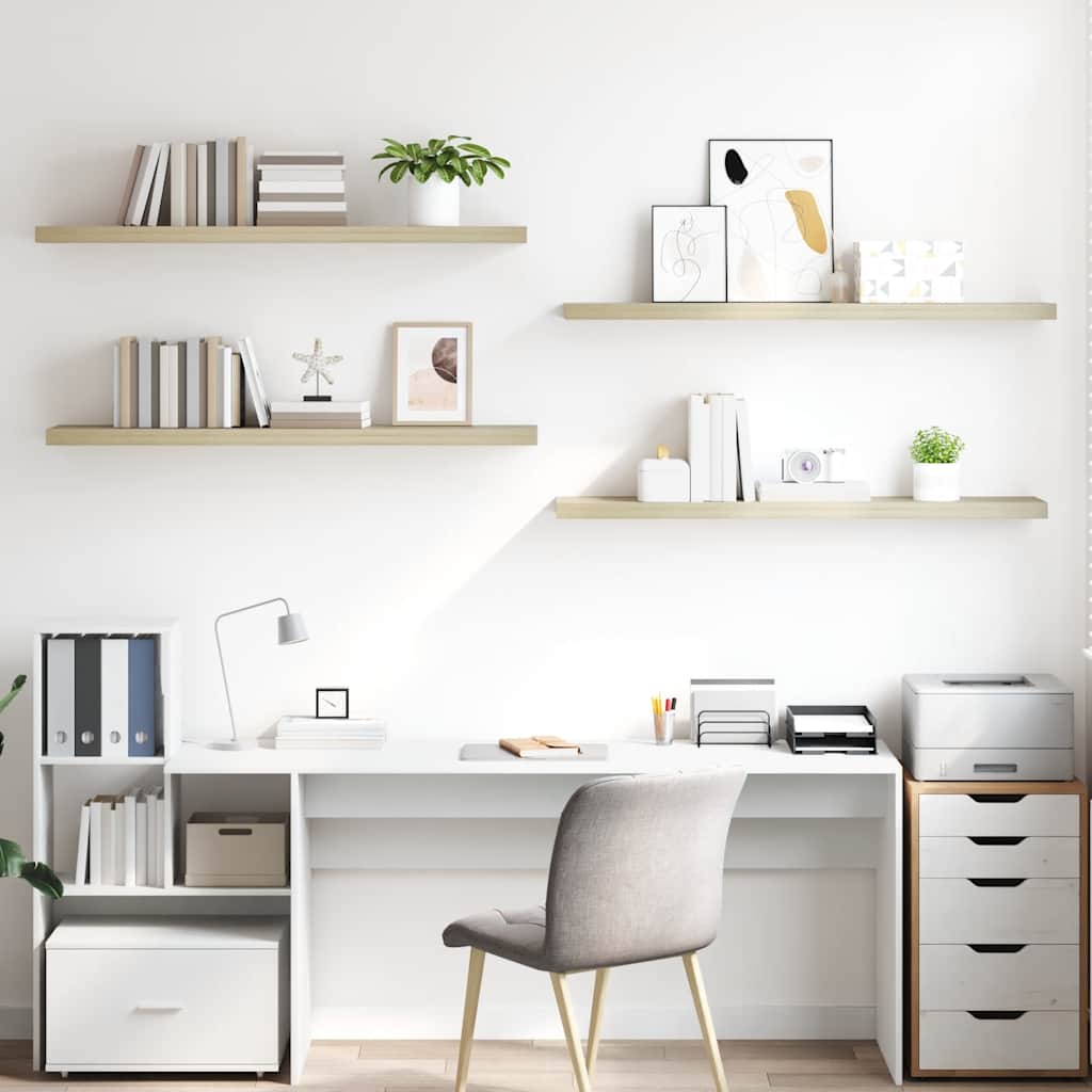 Floating Wall Shelves 4 pcs Oak 120x23.5x3.8 cm MDF
