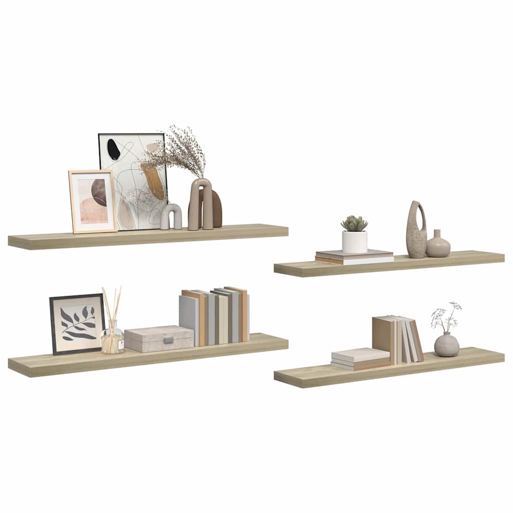 Floating Wall Shelves 4 pcs Oak 120x23.5x3.8 cm MDF