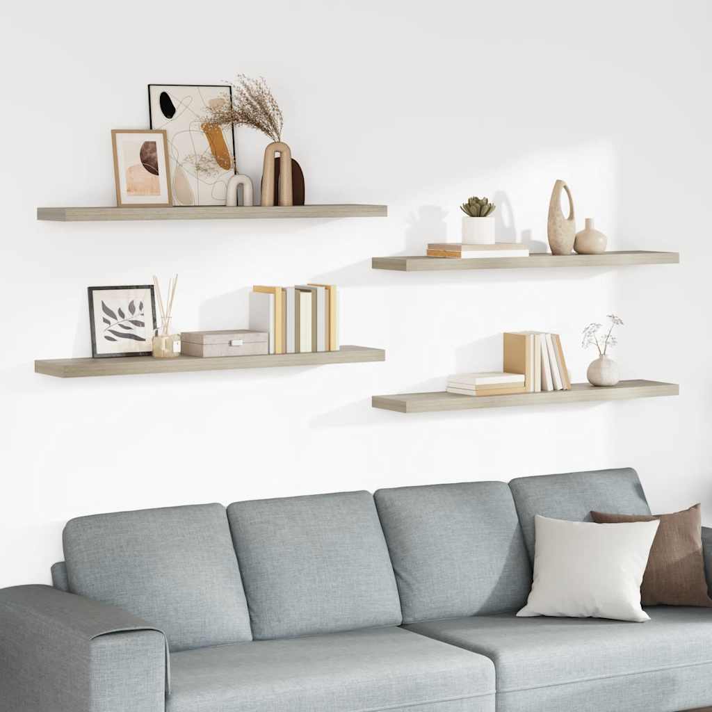 Floating Wall Shelves 4 pcs Oak 120x23.5x3.8 cm MDF