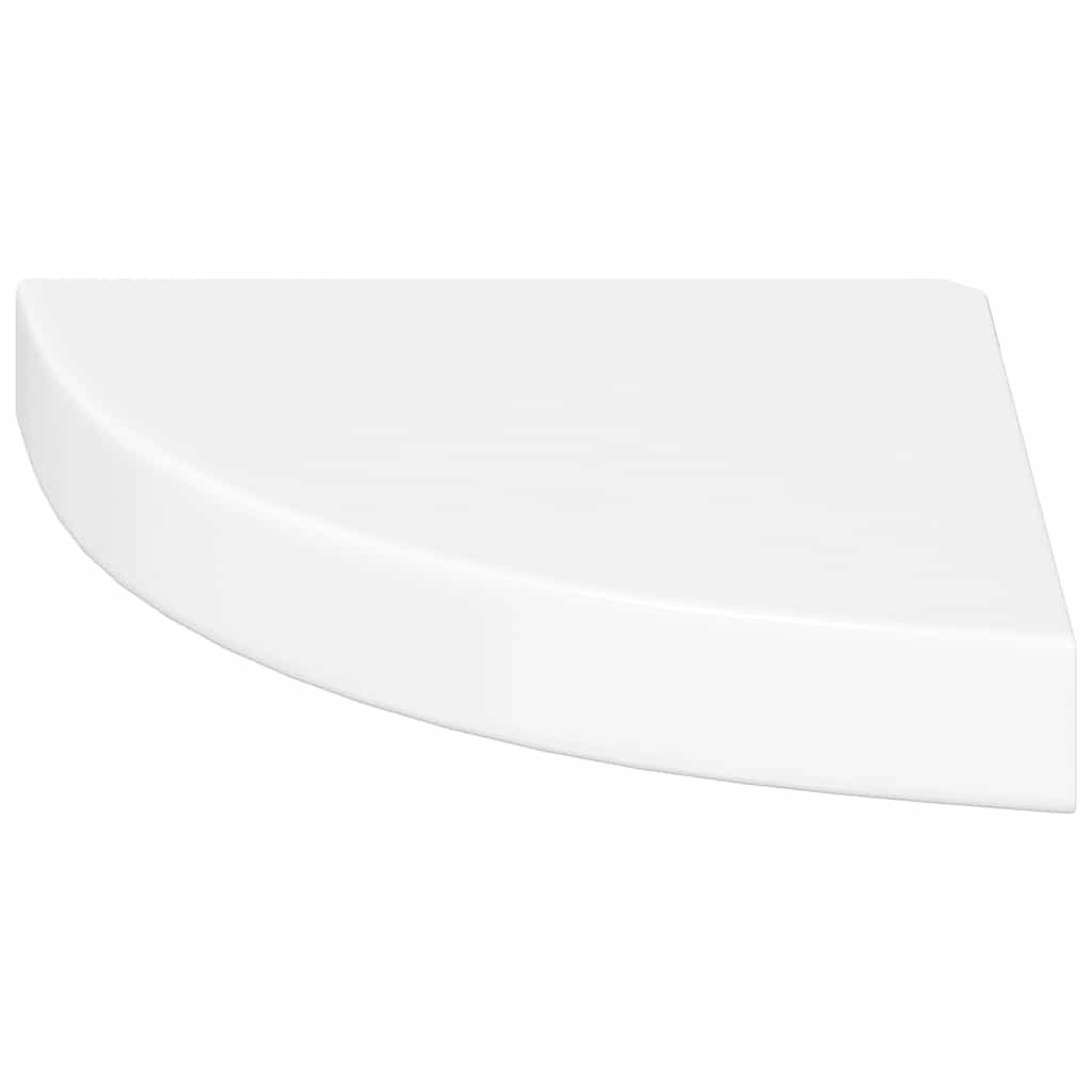 Floating Corner Shelves 2 pcs High Gloss White 25x25x3.8 cm MDF