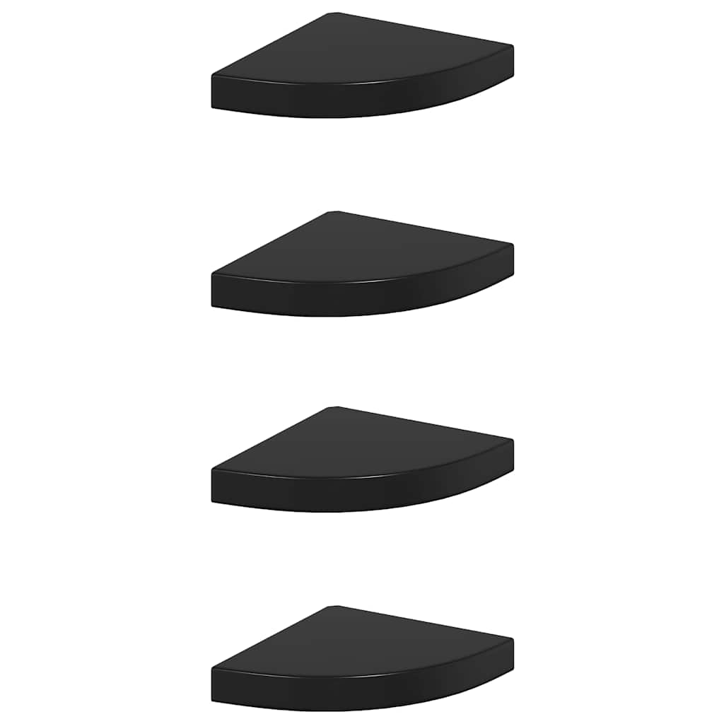 Floating Corner Shelves 4 pcs High Gloss Black 25x25x3.8 cm MDF