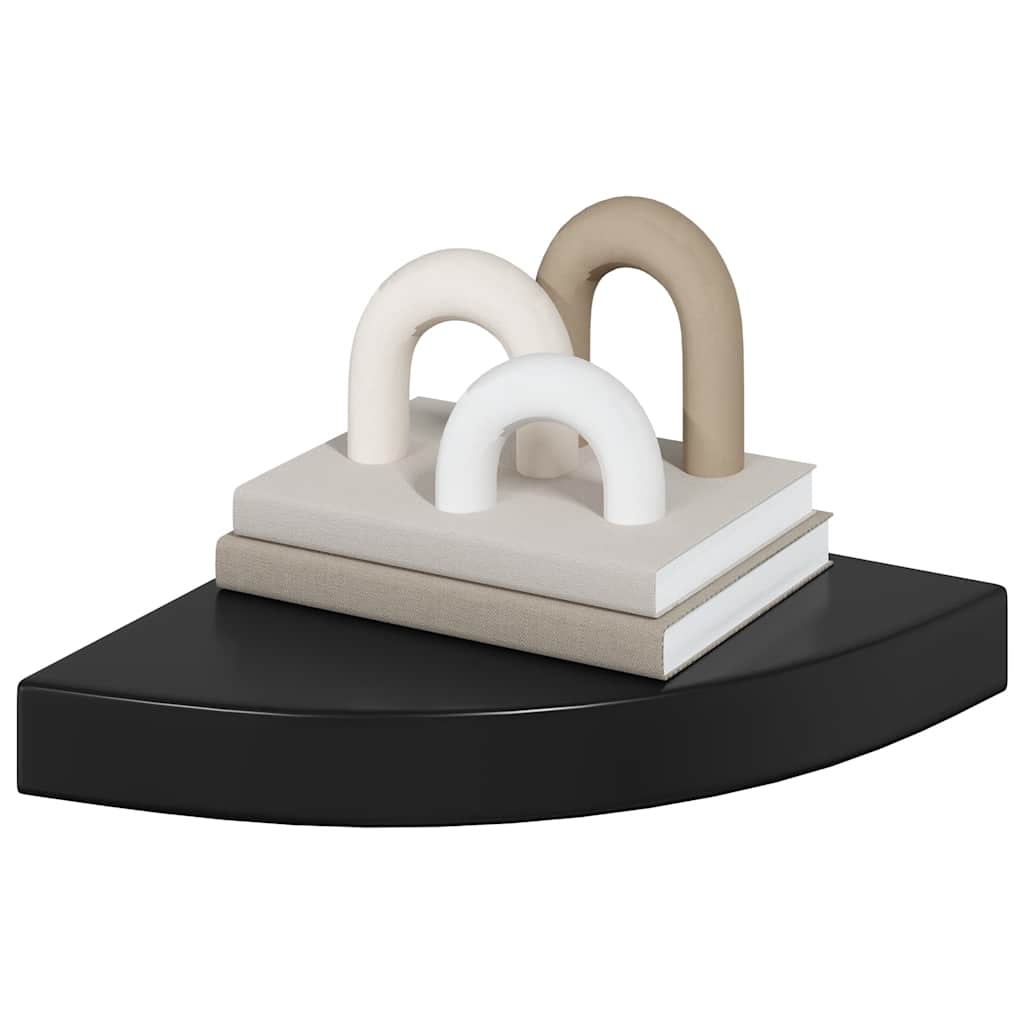 Floating Corner Shelves 4 pcs High Gloss Black 25x25x3.8 cm MDF