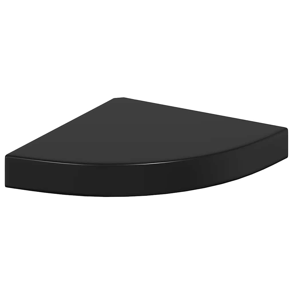 Floating Corner Shelves 4 pcs High Gloss Black 25x25x3.8 cm MDF