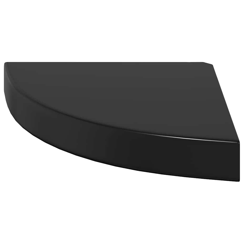 Floating Corner Shelves 4 pcs High Gloss Black 25x25x3.8 cm MDF