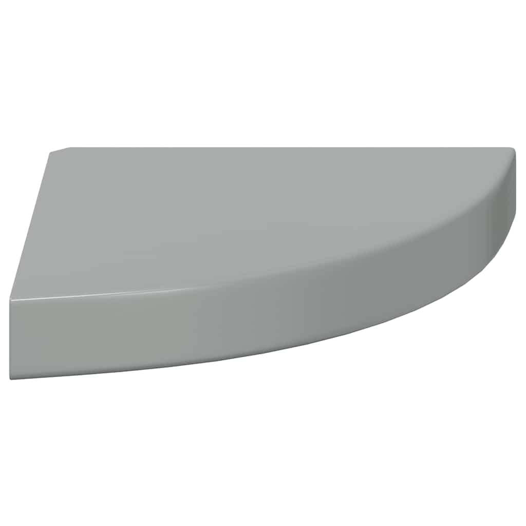 Floating Corner Shelf High Gloss Grey 25x25x3.8 cm MDF