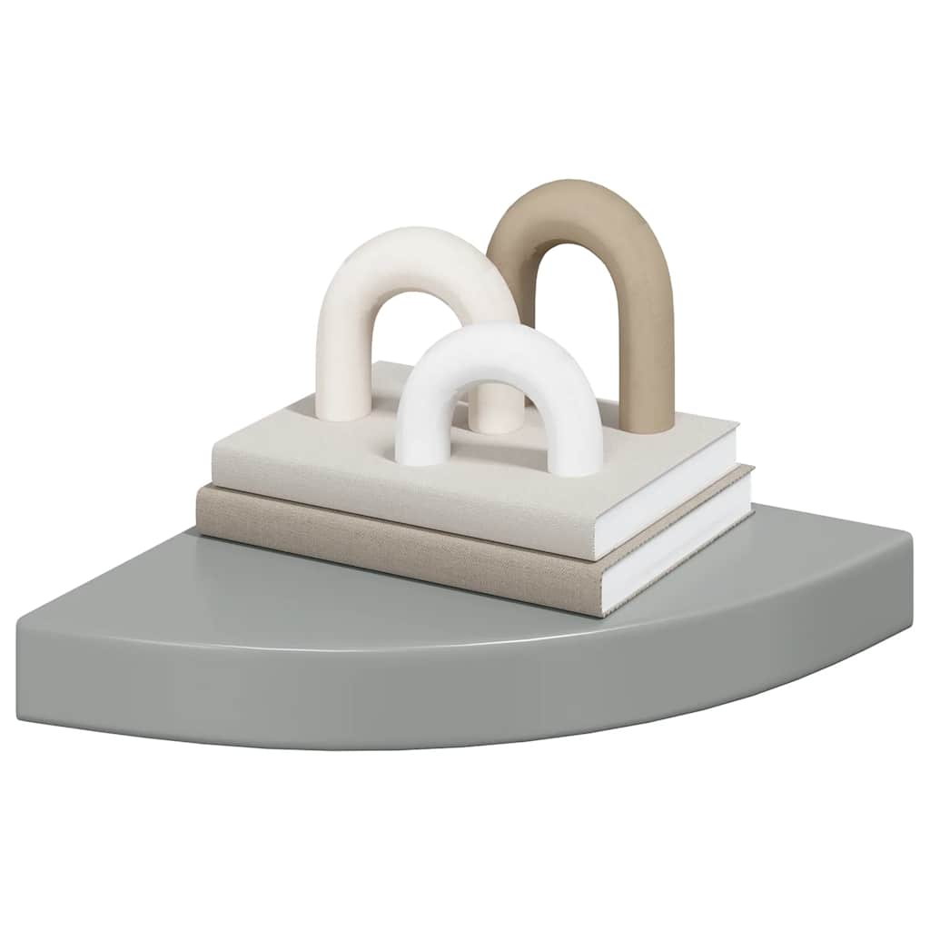 Floating Corner Shelves 4 pcs High Gloss Grey 25x25x3.8 cm MDF