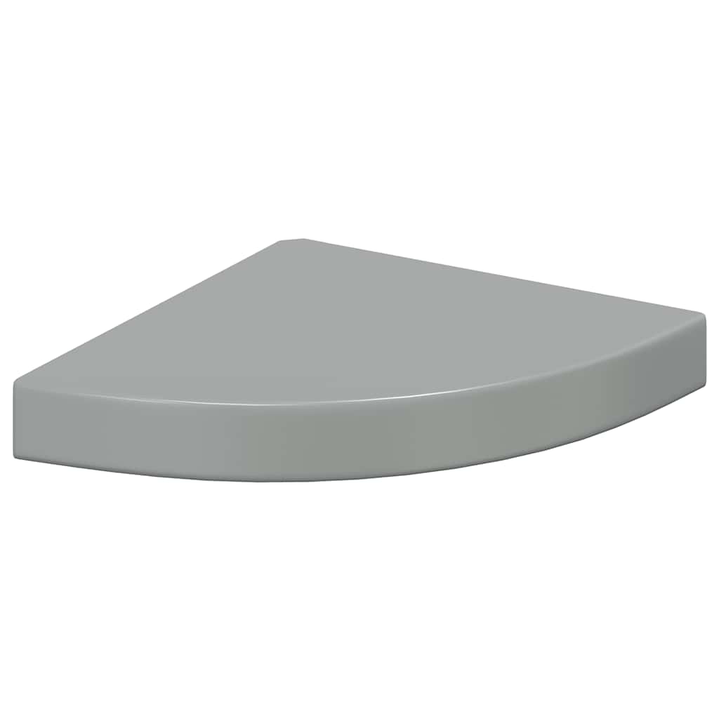 Floating Corner Shelves 4 pcs High Gloss Grey 25x25x3.8 cm MDF