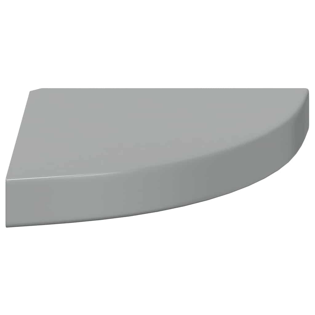 Floating Corner Shelves 4 pcs High Gloss Grey 25x25x3.8 cm MDF