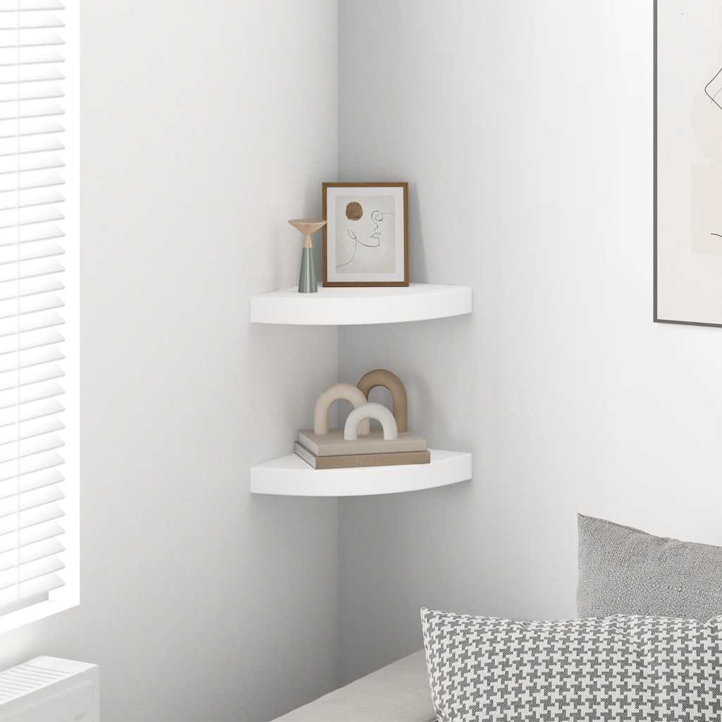 Floating Corner Shelves 2 pcs White 25x25x3.8 cm MDF