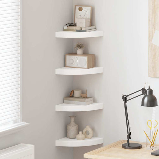 Floating Corner Shelves 4 pcs White 25x25x3.8 cm MDF