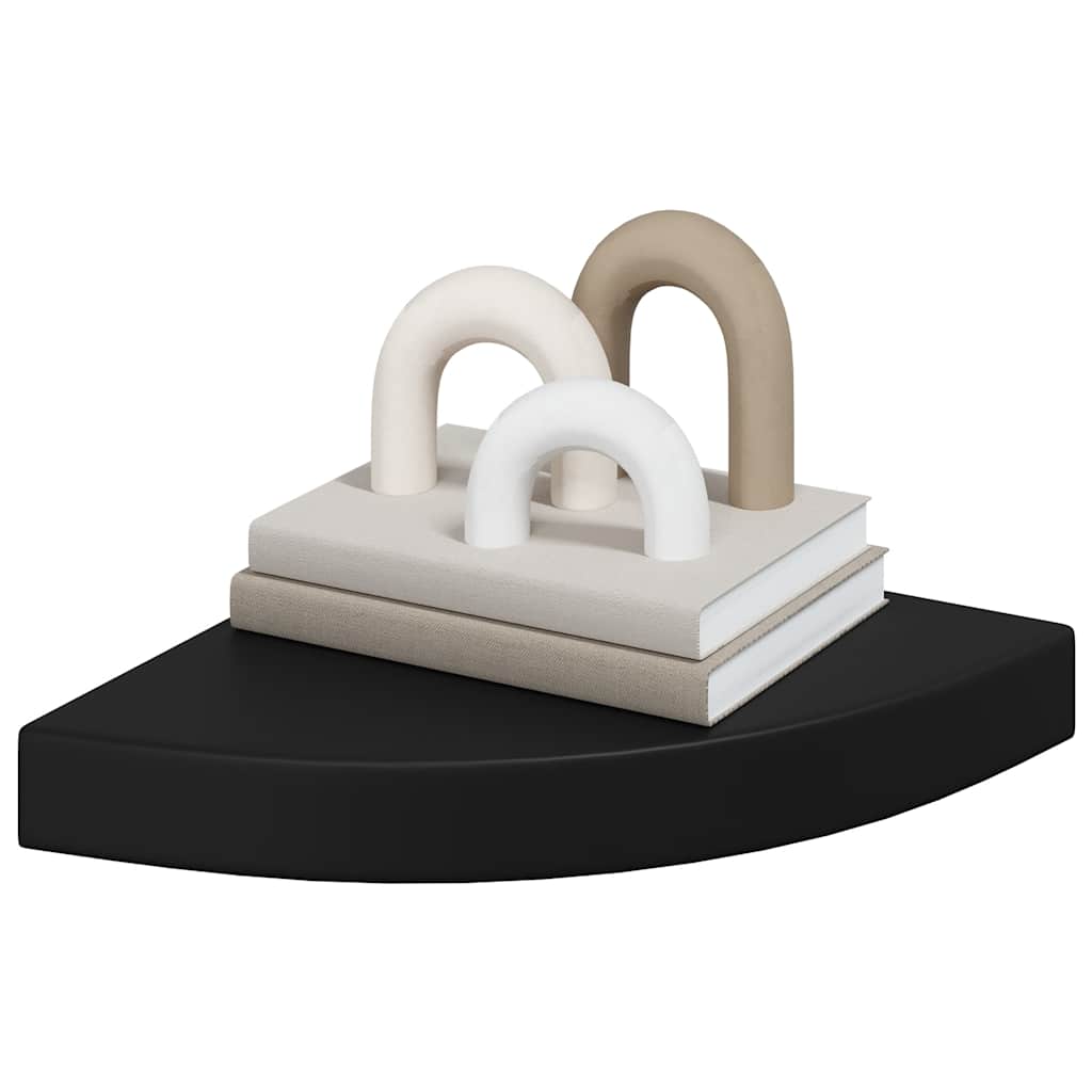 Floating Corner Shelf Black 25x25x3.8 cm MDF