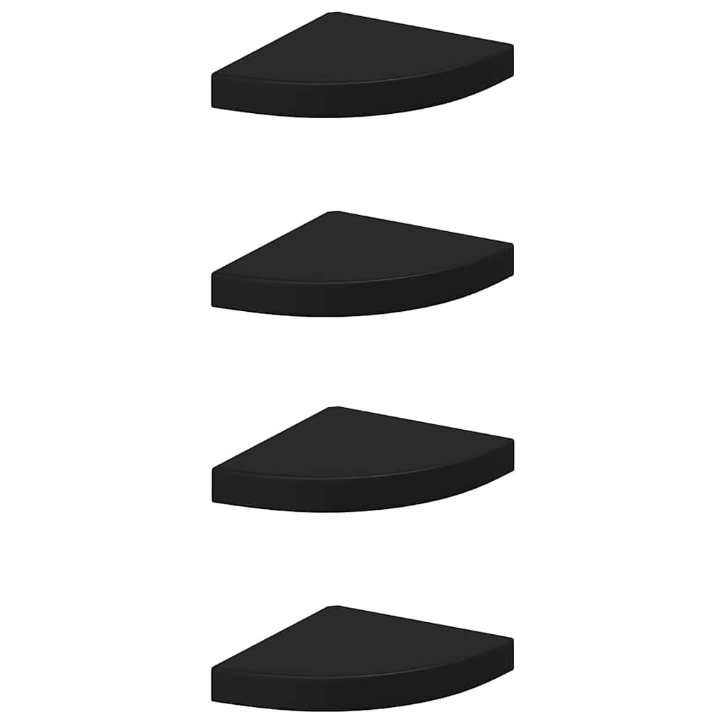 Floating Corner Shelves 4 pcs Black 25x25x3.8 cm MDF
