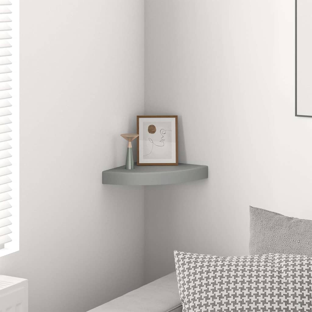 Floating Corner Shelf Grey 25x25x3.8 cm MDF